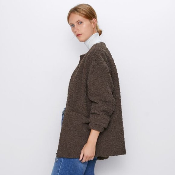 NWT Zara Size XS Mink Fleece Coat - Picture 4 of 5